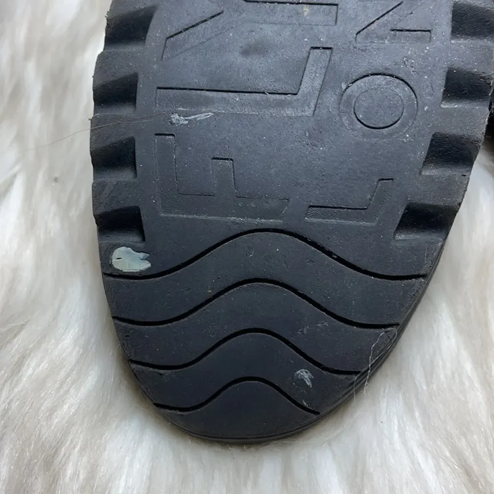 Fly London Black Matte Leather Wedge Sandals‎ Sz 40